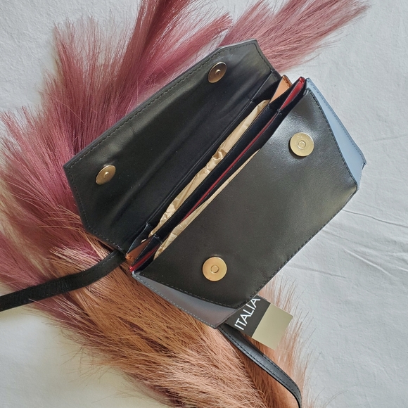 STELLA BIANCA Genuine Italian Leather Geometric Multicolor Crossbody Purse - Picture 6 of 11